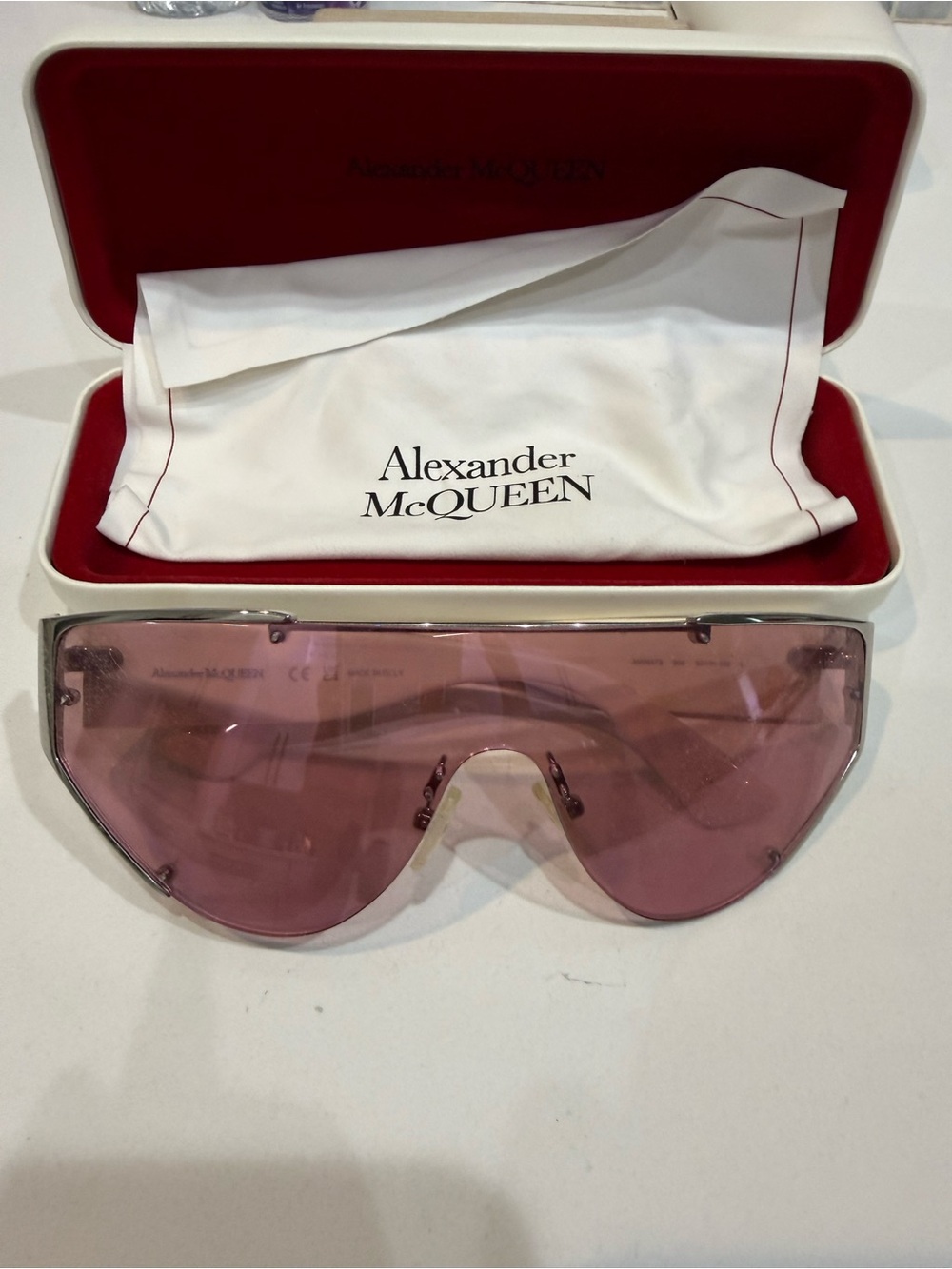 Alexander McQueen Pink Shield Visor Sunglasses
